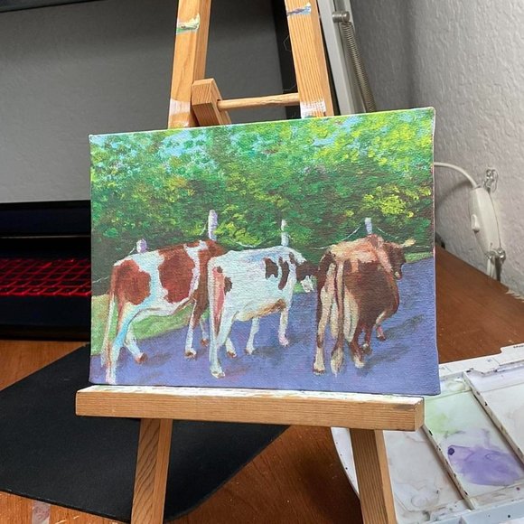 Cow Acrylic Painting - Picture 2 of 3